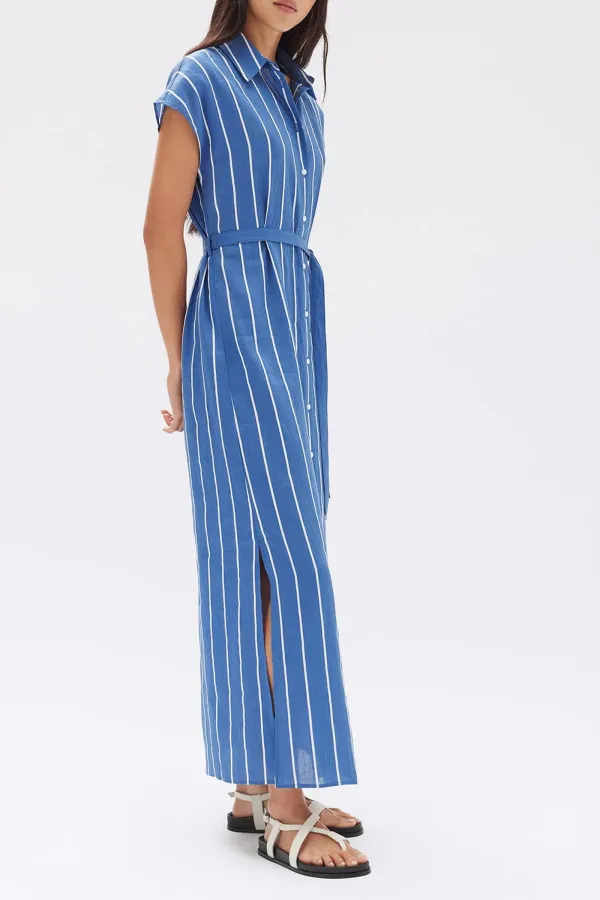 Linen Striped Long Dress