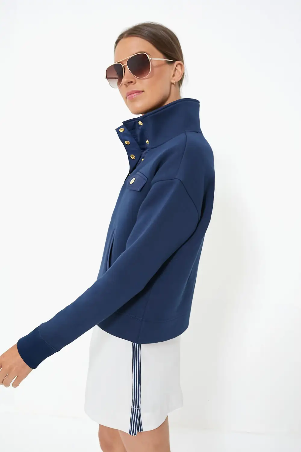 Navy Snap Neck Bailey Pullover