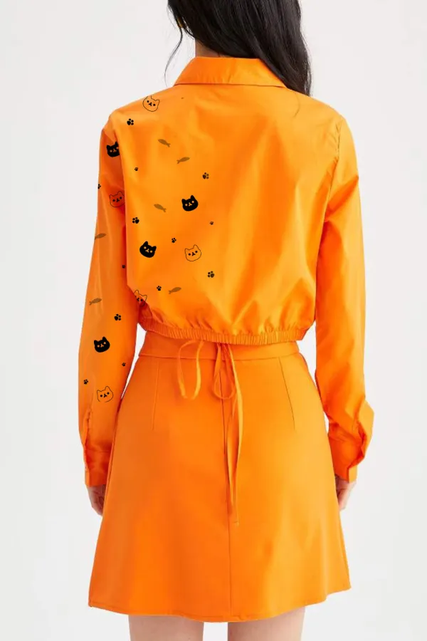 Long Sleeve Ruched Crop Shirt