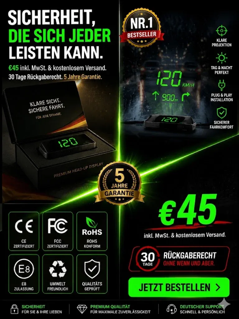 Deutsches Smart HUD Navigationssystem! Schutz und Sicherheit für deine ganze Familie!
