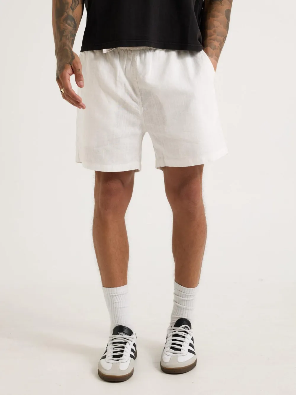 Casual And Comfortable Linen  White  Shorts