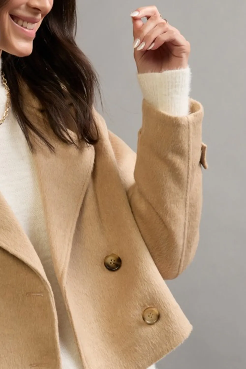 Camel Double Breasted Wool Jacket