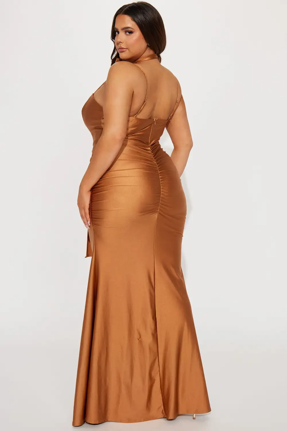 Claire Ruched Maxi Dress - Mocha