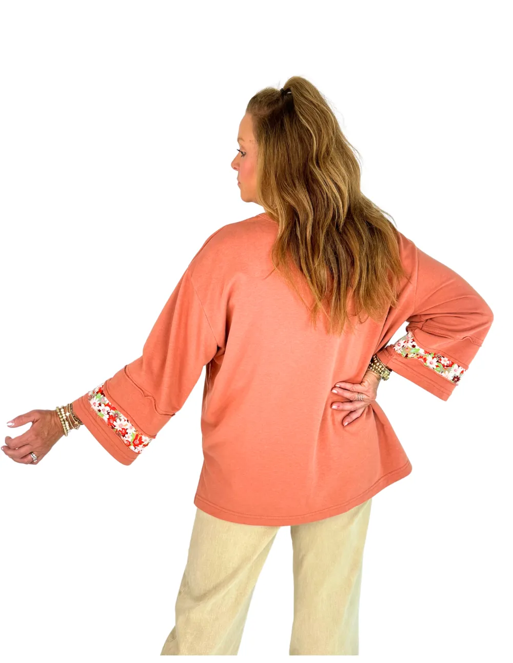 Hallie Flower Patch Top - Chai