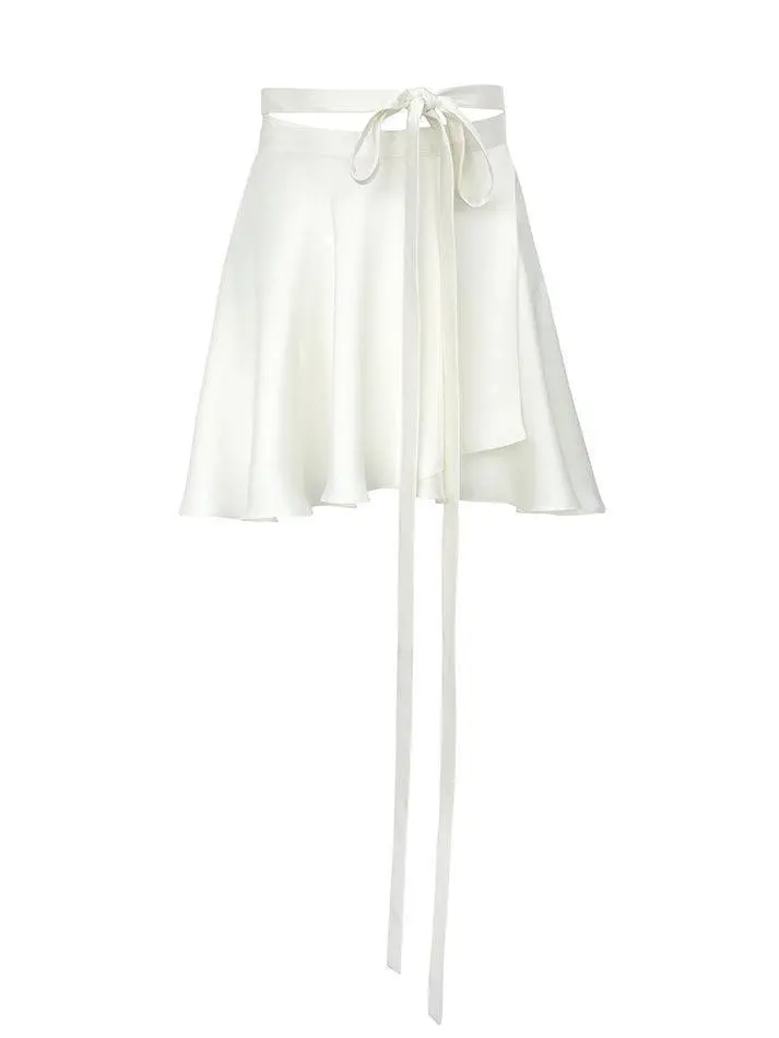 Satin Lace-Up Mini Skirt