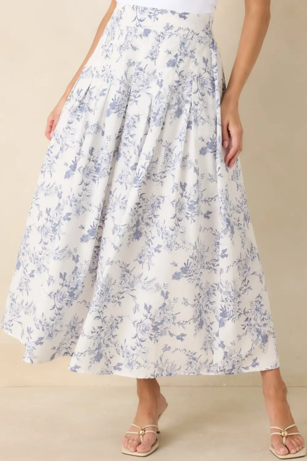 Upon A Daydream Floral Toile Cotton Maxi Skirt