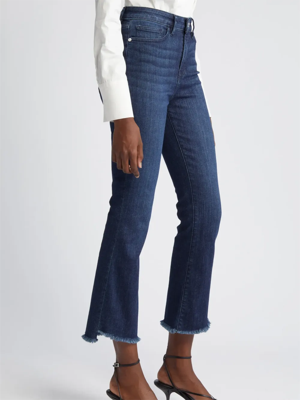 High Rise Two-Tone Flare Jeans