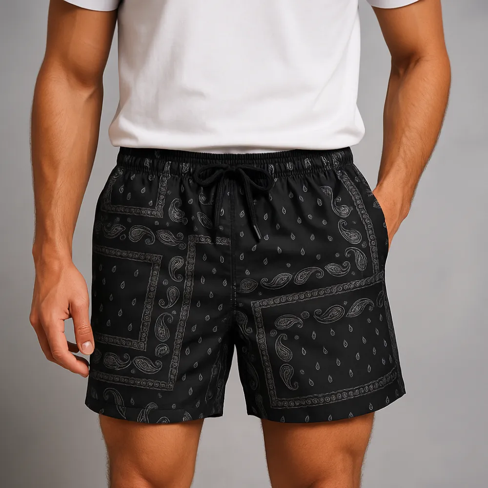 Men's Paisley Print Athletic Shorts