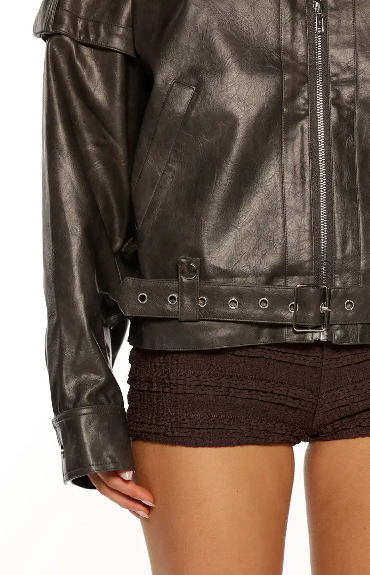 Pu Leather Oversized Jacket