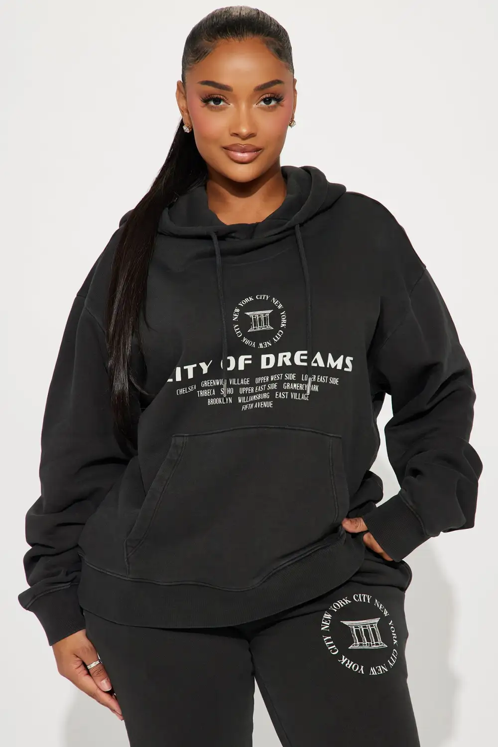 City Of Dreams Washed Jogger Set - Black
