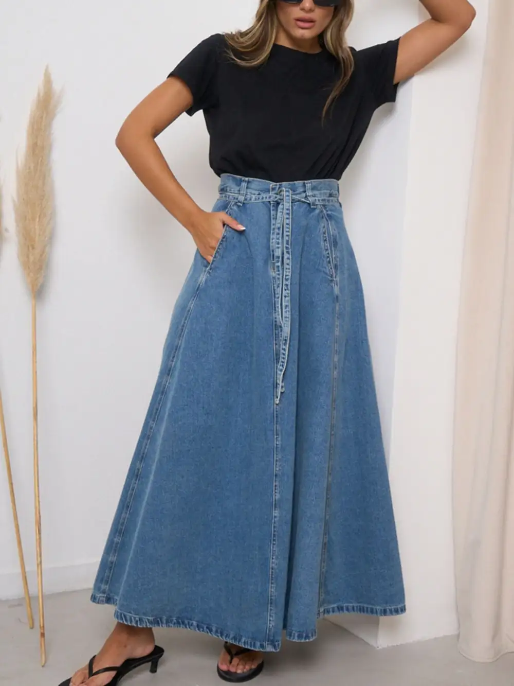 Denim High Waist Skirt