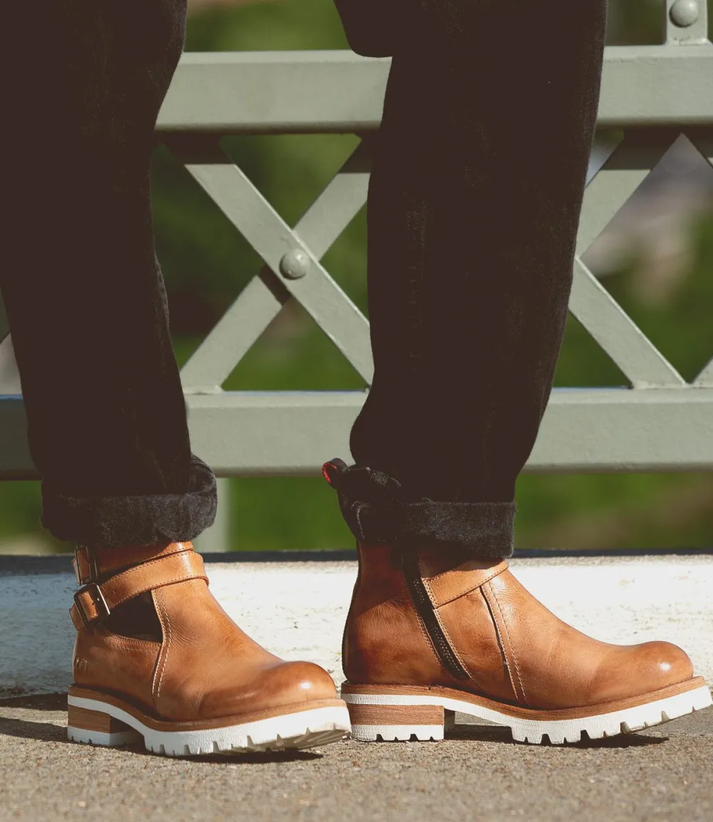Side-Zip Buckled Rugged Everyday Boots