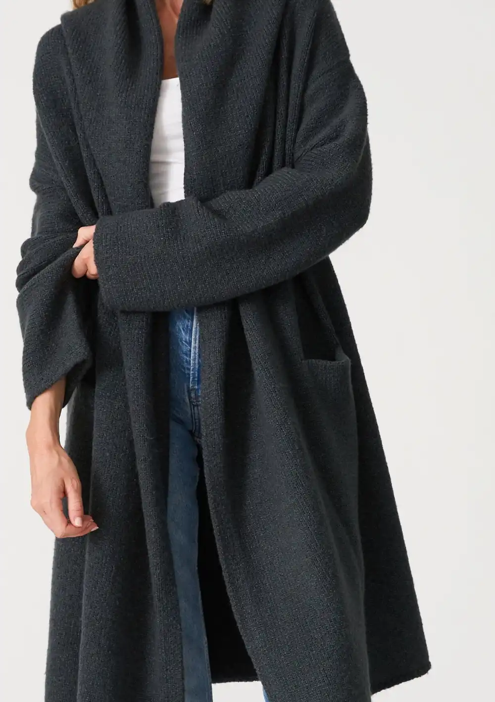 Open Front Hooded Coat