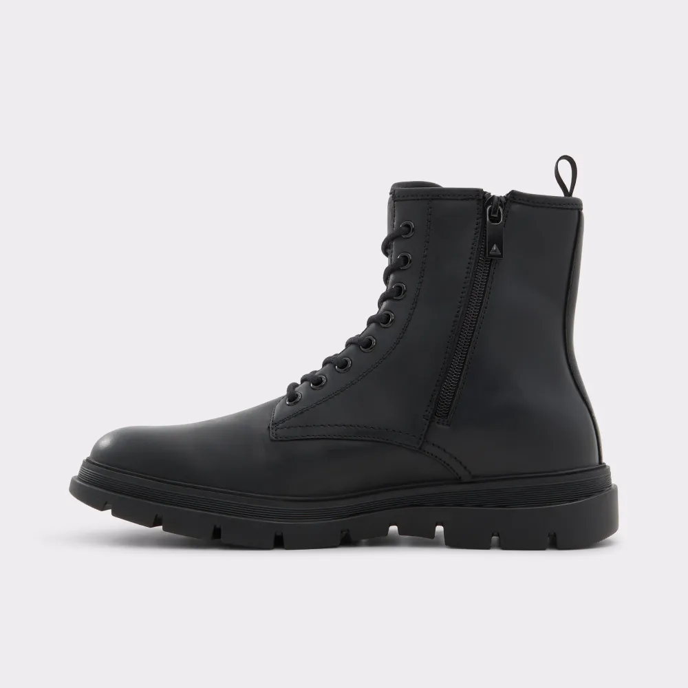 Open Black High Top Flat Lace-Up Men's Boots