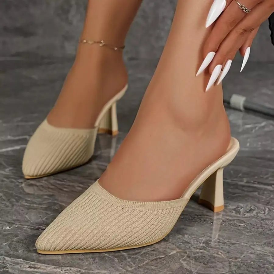Refined Point Toe Block Heels Sandals