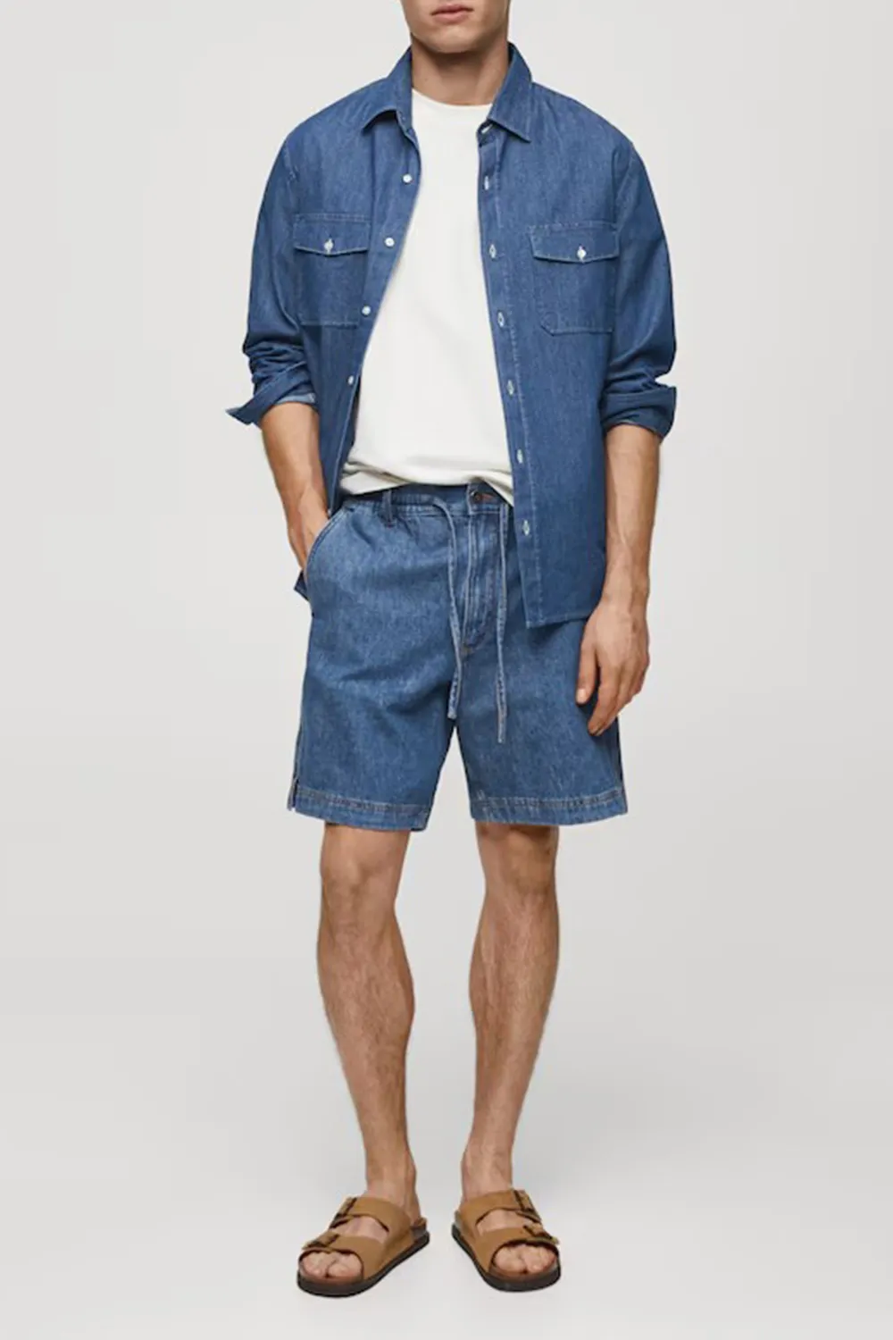 Denim Shorts With Drawstring