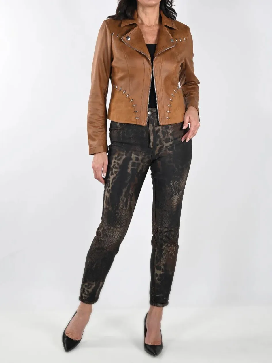 Pant Denim Print Brown