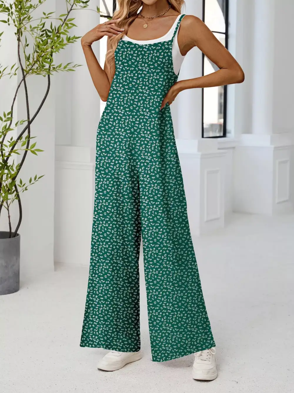 Modern Floral Wide Leg Jumpsuit