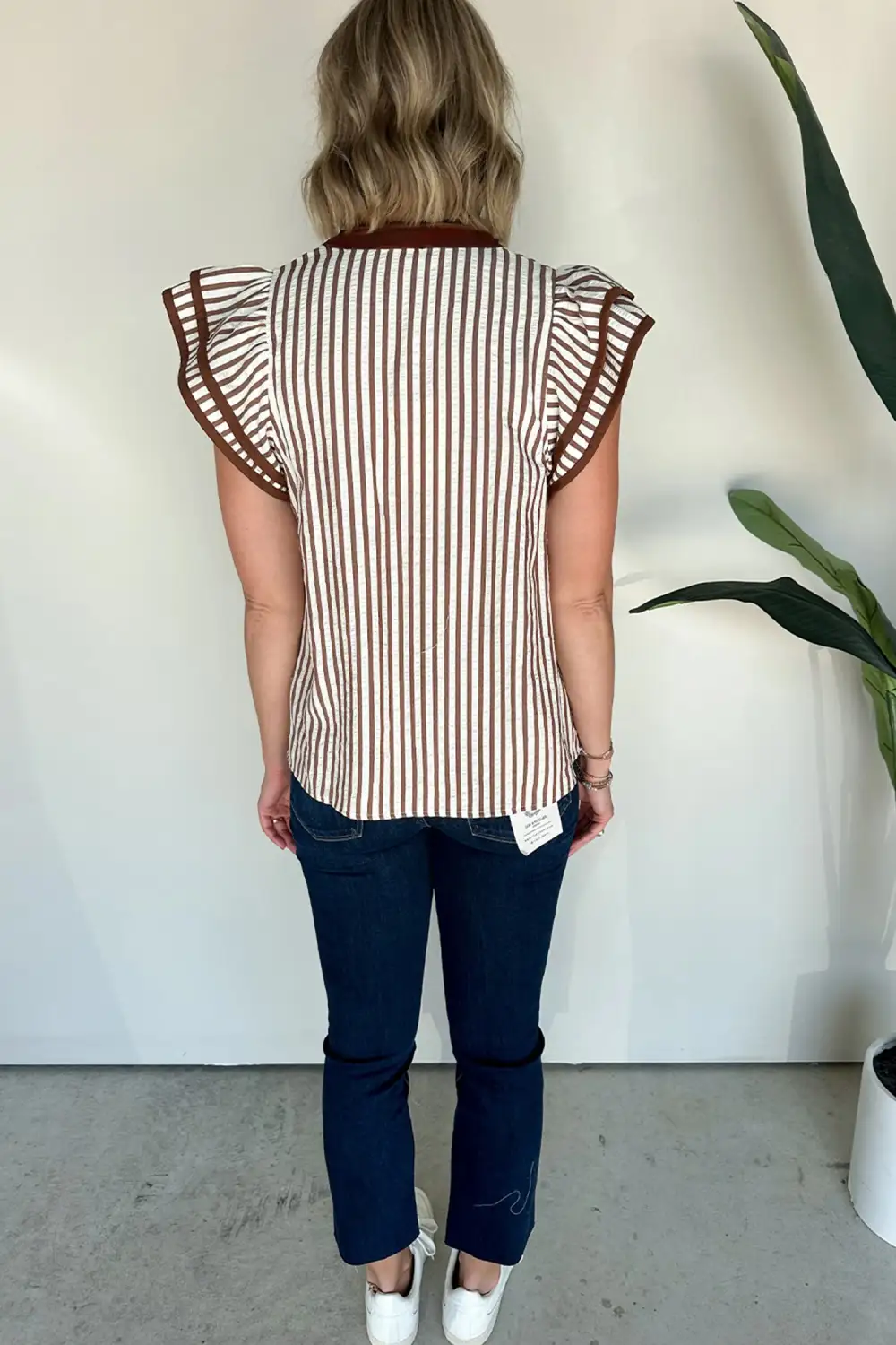 Ruffle Sleeve Short Sleeve Blouse
