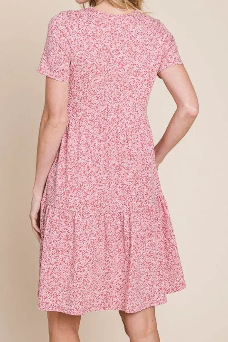 Printed Short Sleeve Mini Dress