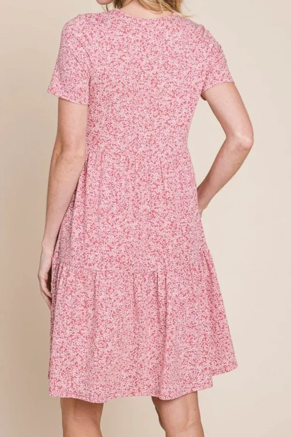 Printed Short Sleeve Mini Dress