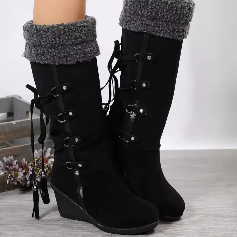Round Toe Wedge Boots