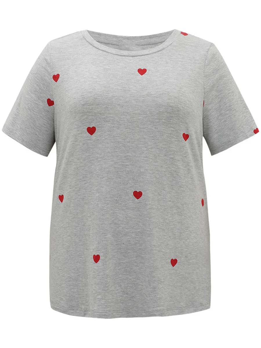 Crew-Neck Love Heart T-Shirt