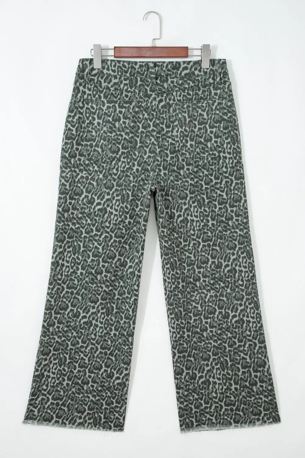Modern Wide Leg High Waist Frayed Leopard Jeans