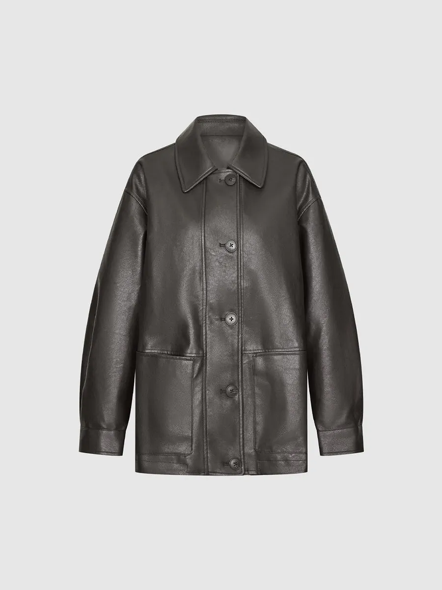 A Loose And Casual Leather Jacket For Women