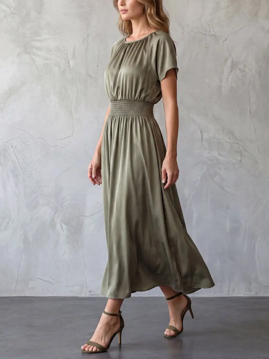 Batwing Sleeves Neck Maxi Dress