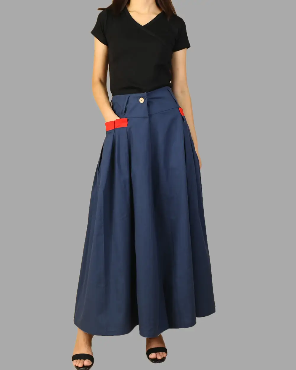 Everyday Pleated Linen A Line Maxi Skirt