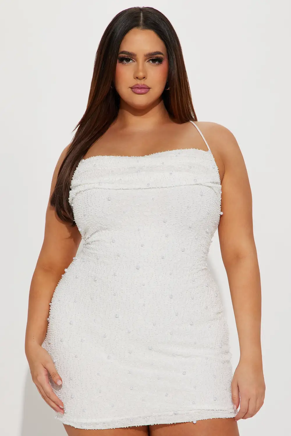 Pearlie Girl Embellished Mini Dress - White
