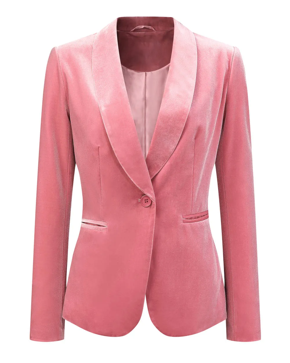 Shawl Collar One Button Velvet Blazer