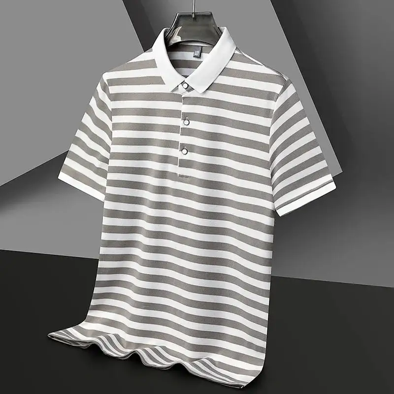 Striped Cotton Collar Polo