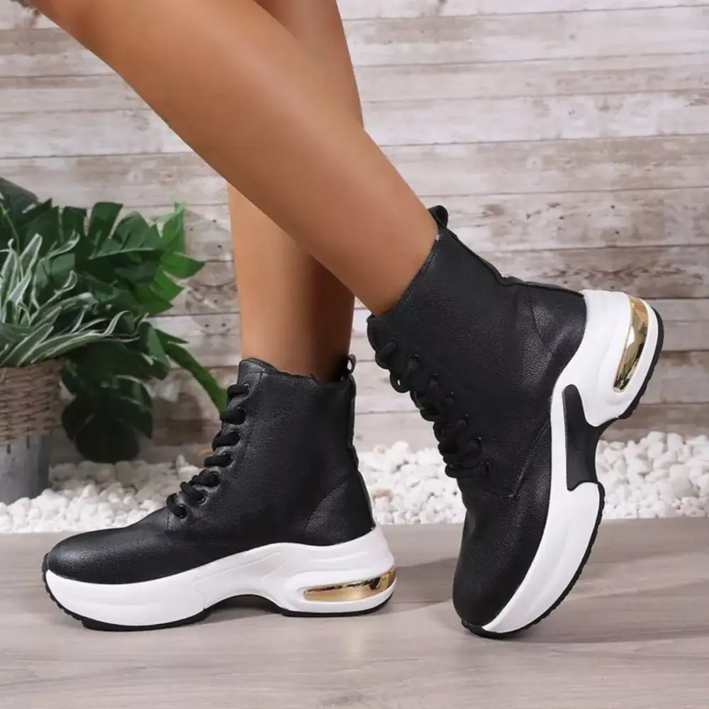 Modern Lace Up Platform Ankle Boots
