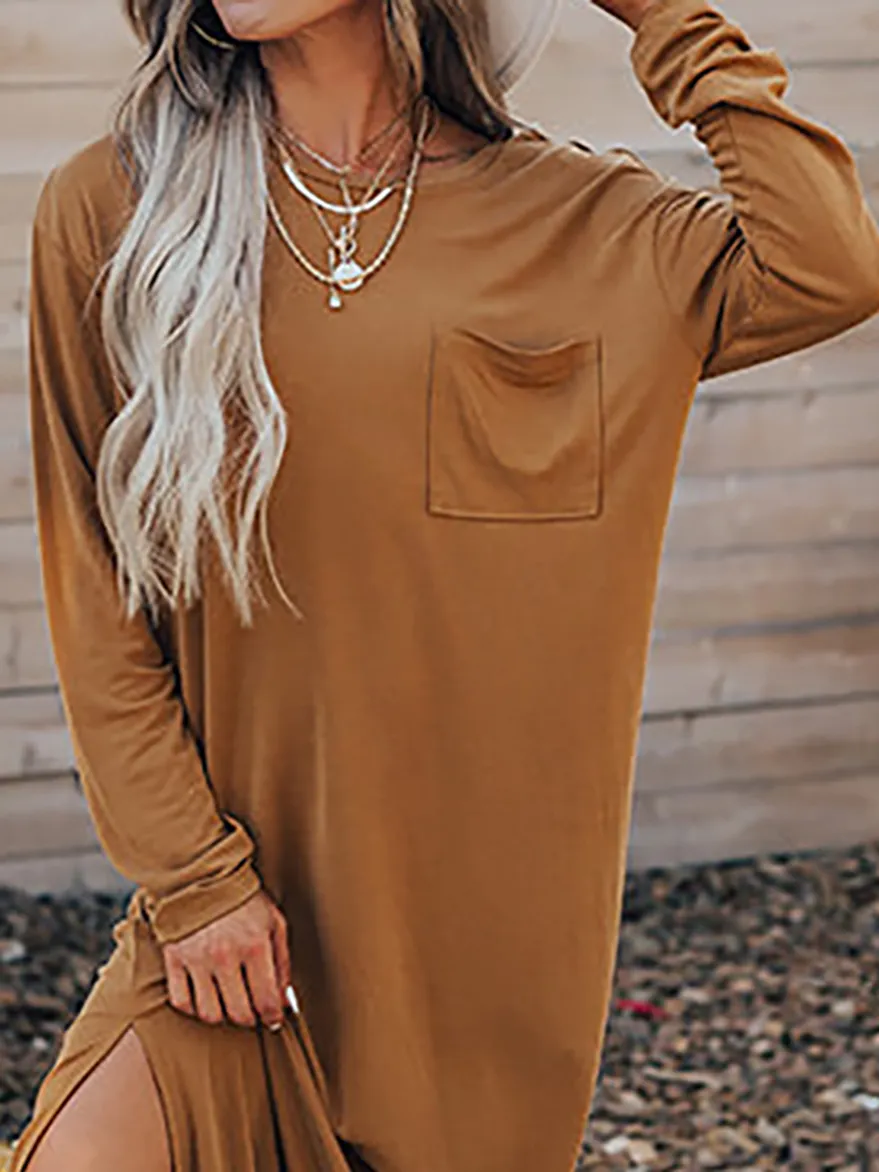 Women's Solid Color Split Long Dress