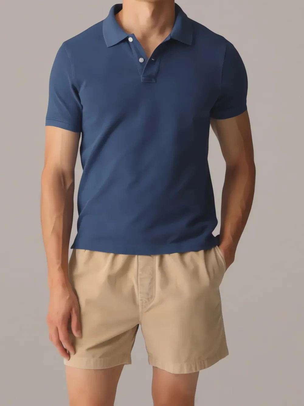 Navy Blue Short Sleeve Casual Polo Shirt