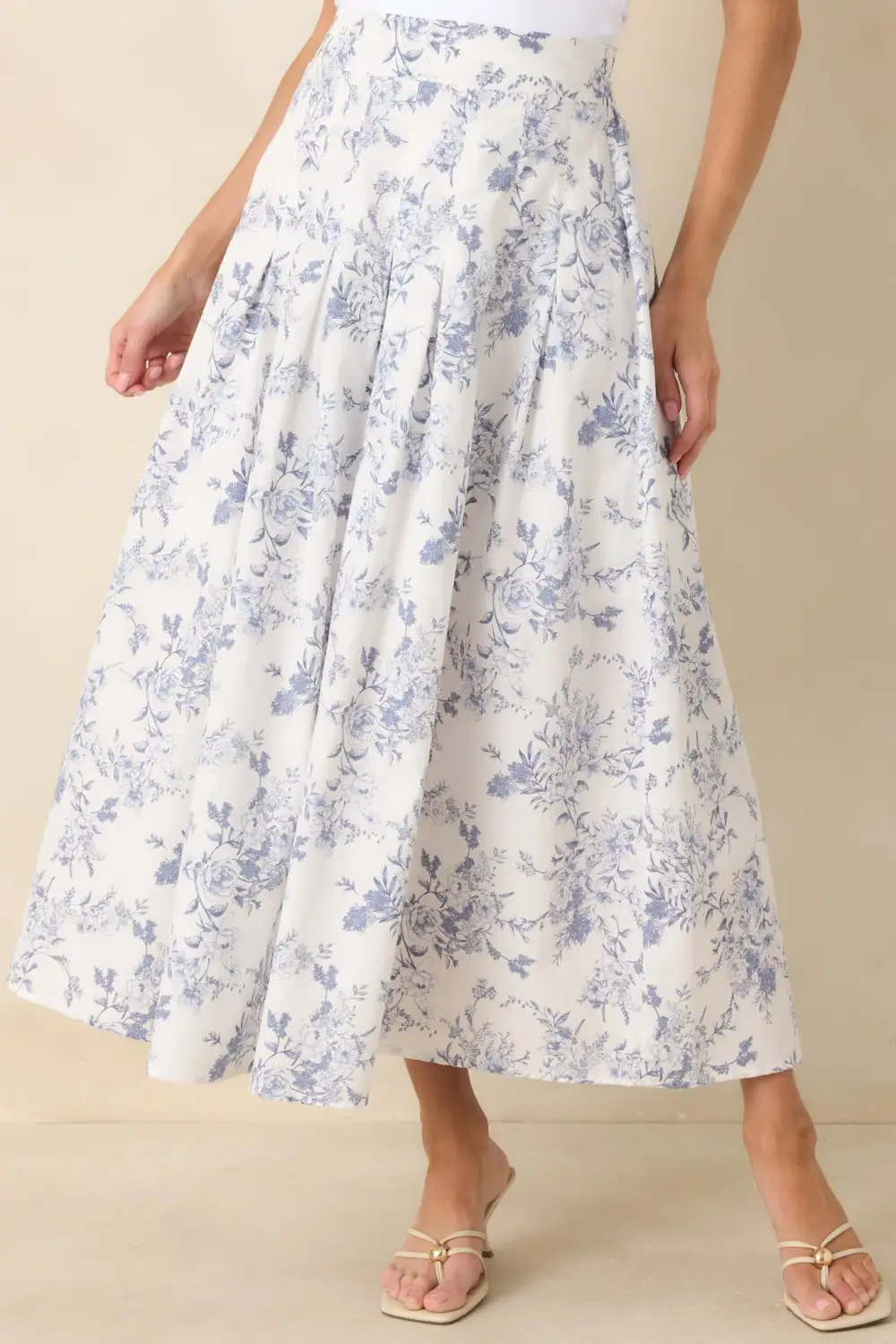 Upon A Daydream Floral Toile Cotton Maxi Skirt