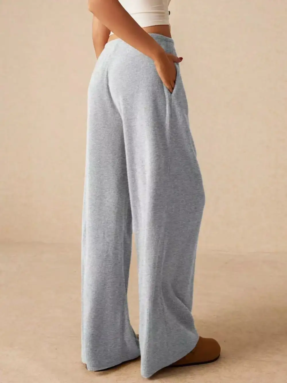 Polished Drawstring Wide Leg Pants
