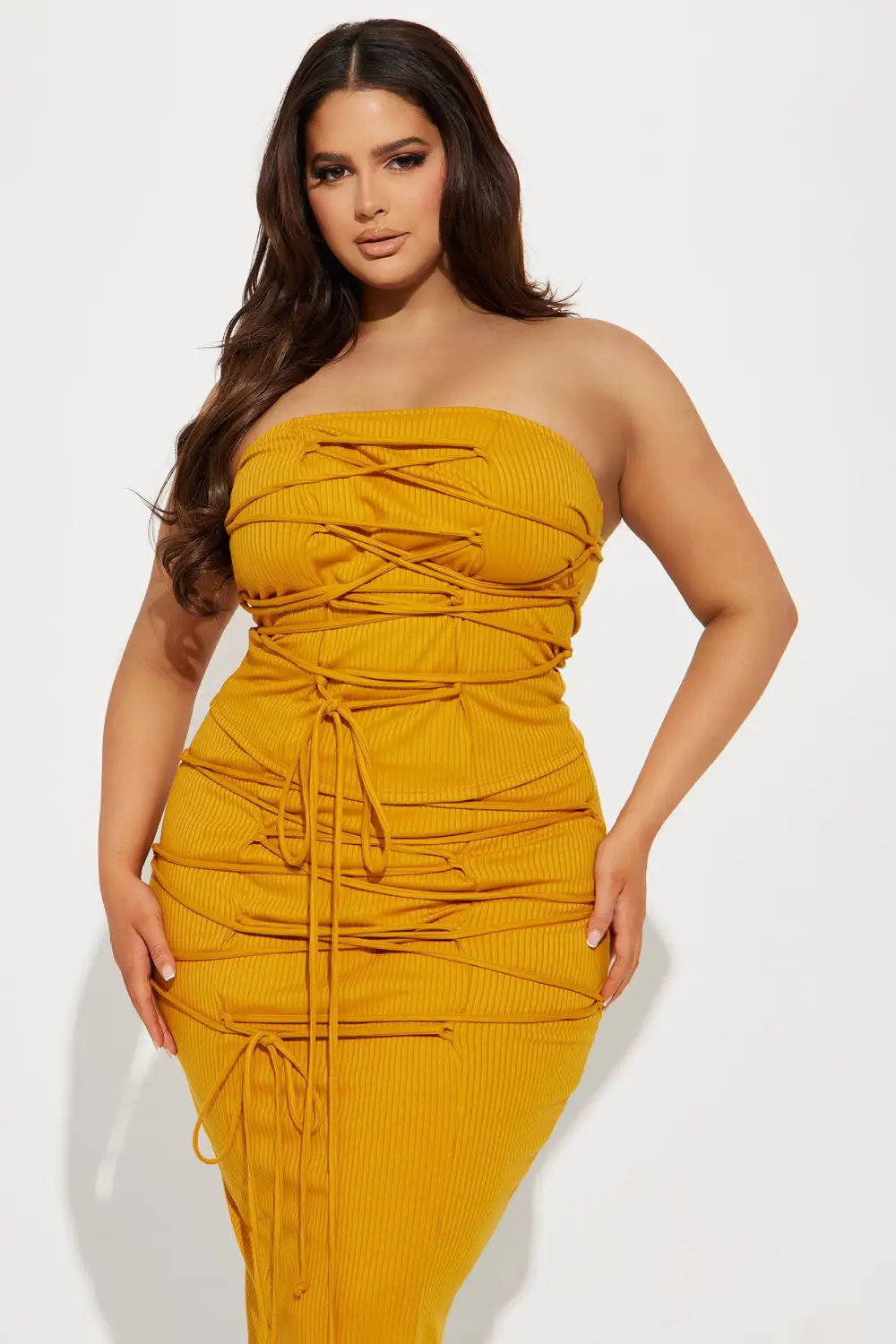 Mayra Midi Skirt Set  - Mustard