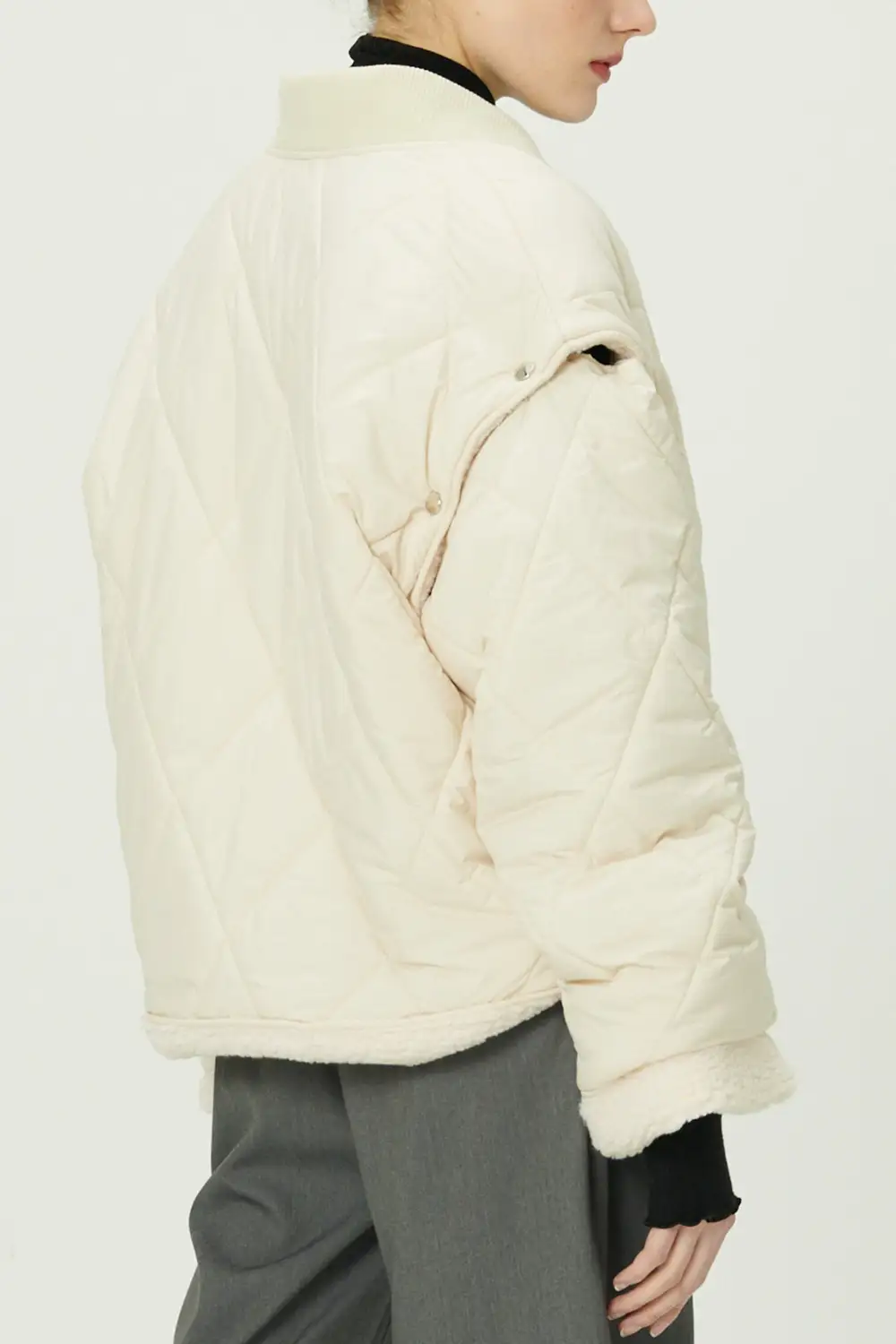 Eileen Quilted Sherpa Coat w/Detachable Sleeve