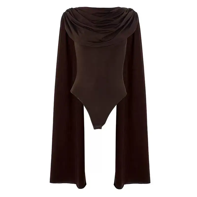 Draped Cape Sleeve Bodysuit