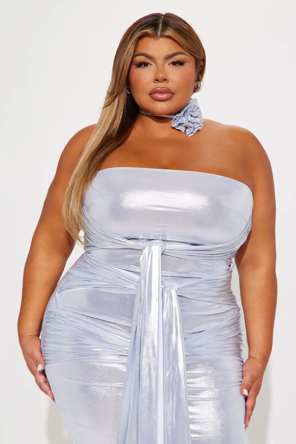 Feelin Knotty Draped Maxi Dress - Silver