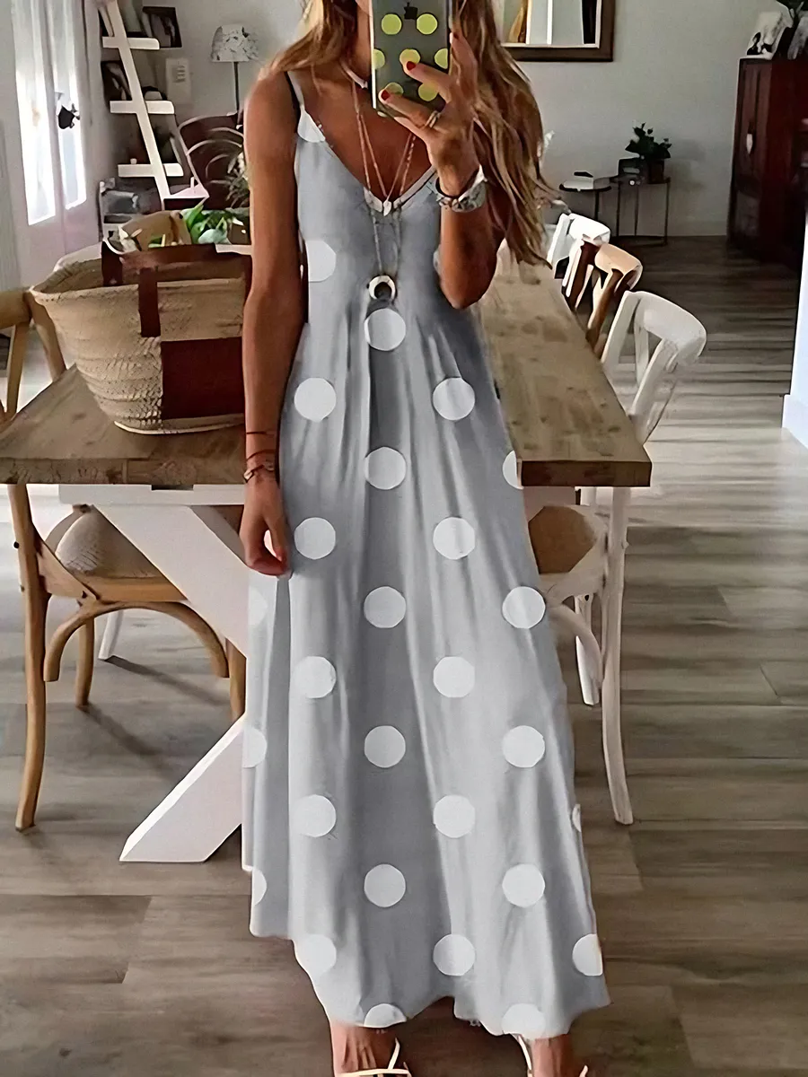 Bohemian polka dot lace up long skirt