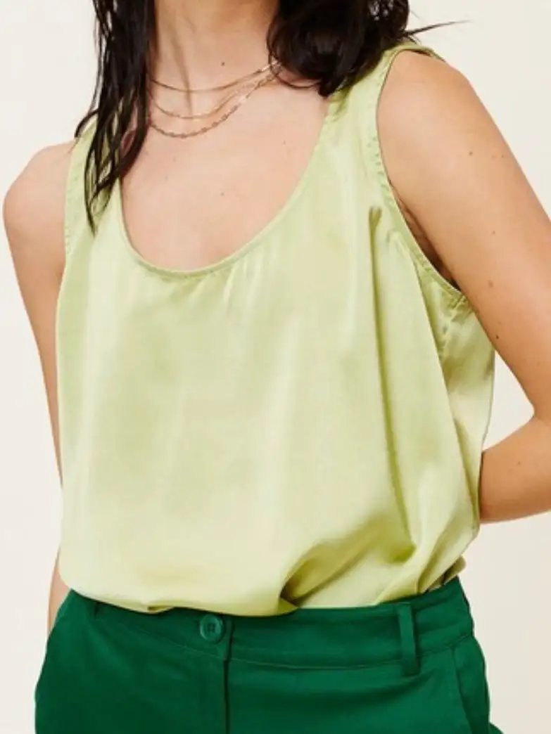 Satin Effect Scoop Neck Top