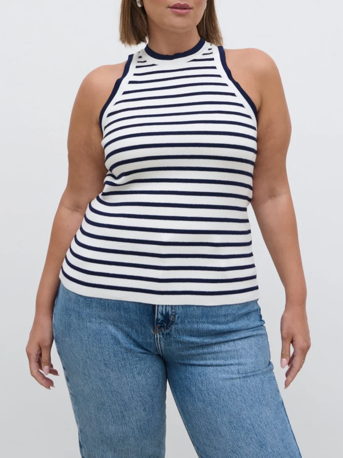 Stripe Knit Racer Top Curve