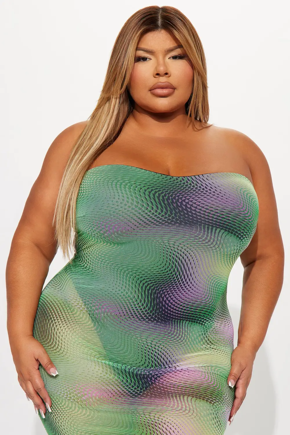 Evelyn Mesh Maxi Dress - Green/combo