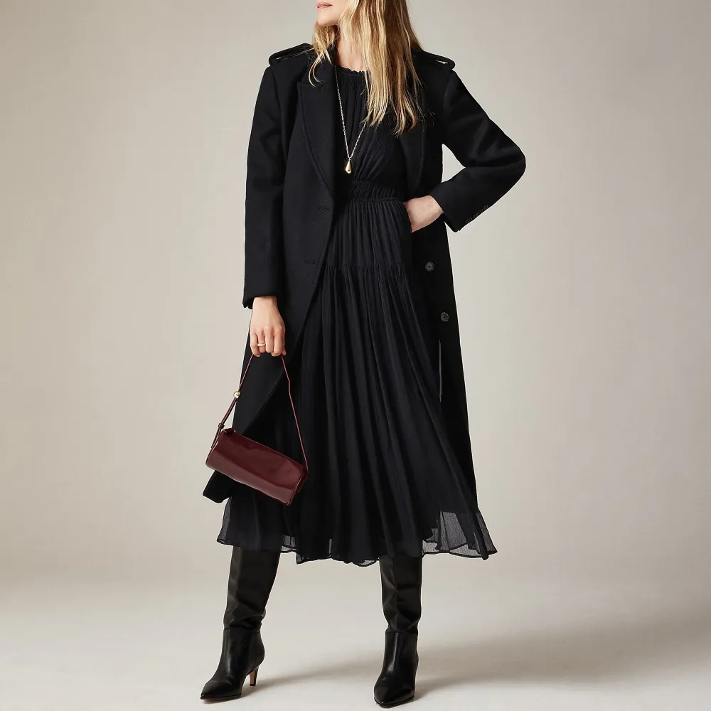 Crinkle Chiffon Sheer Long-Sleeve Dresses