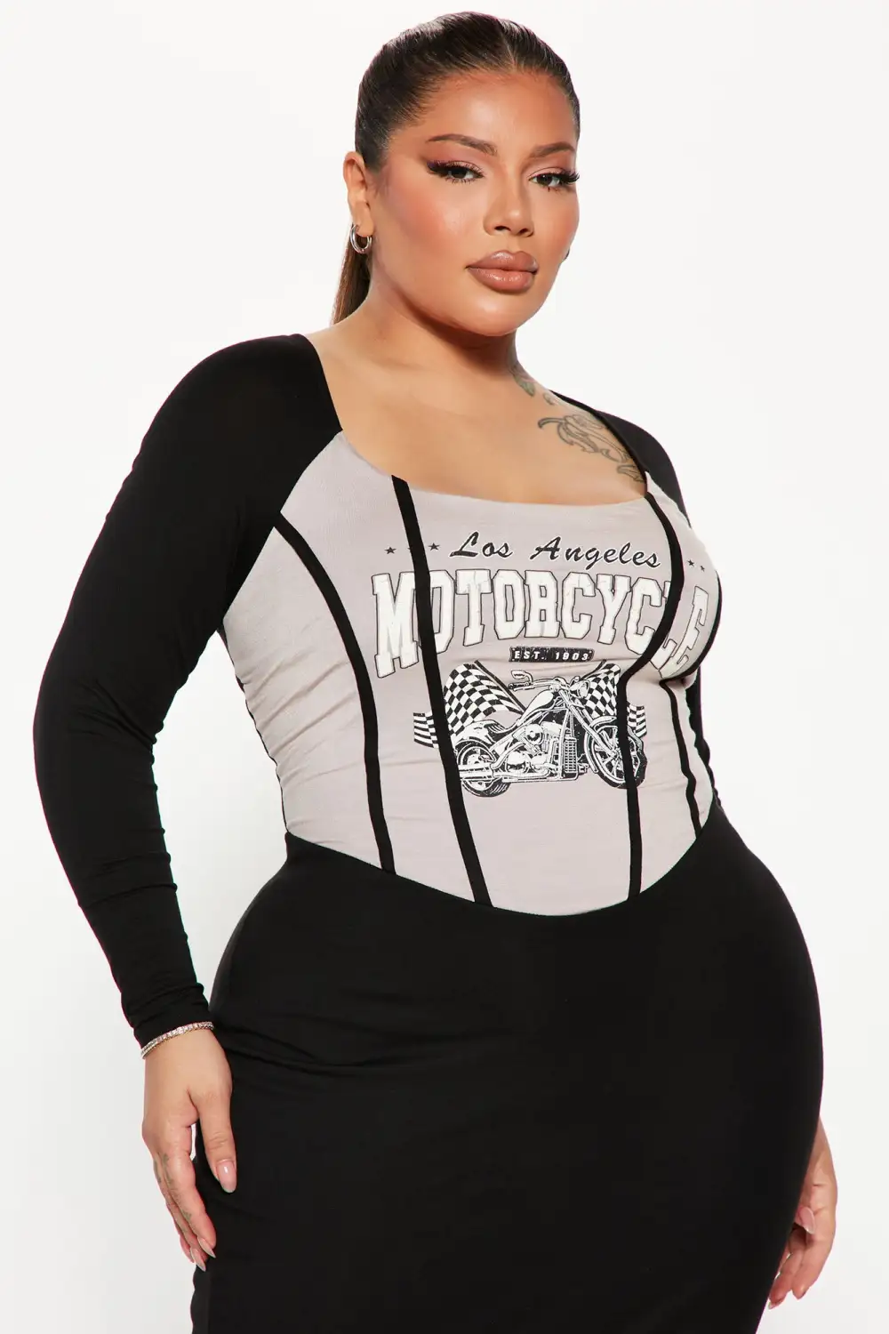 Motor Speed Midi Dress - Taupe/combo