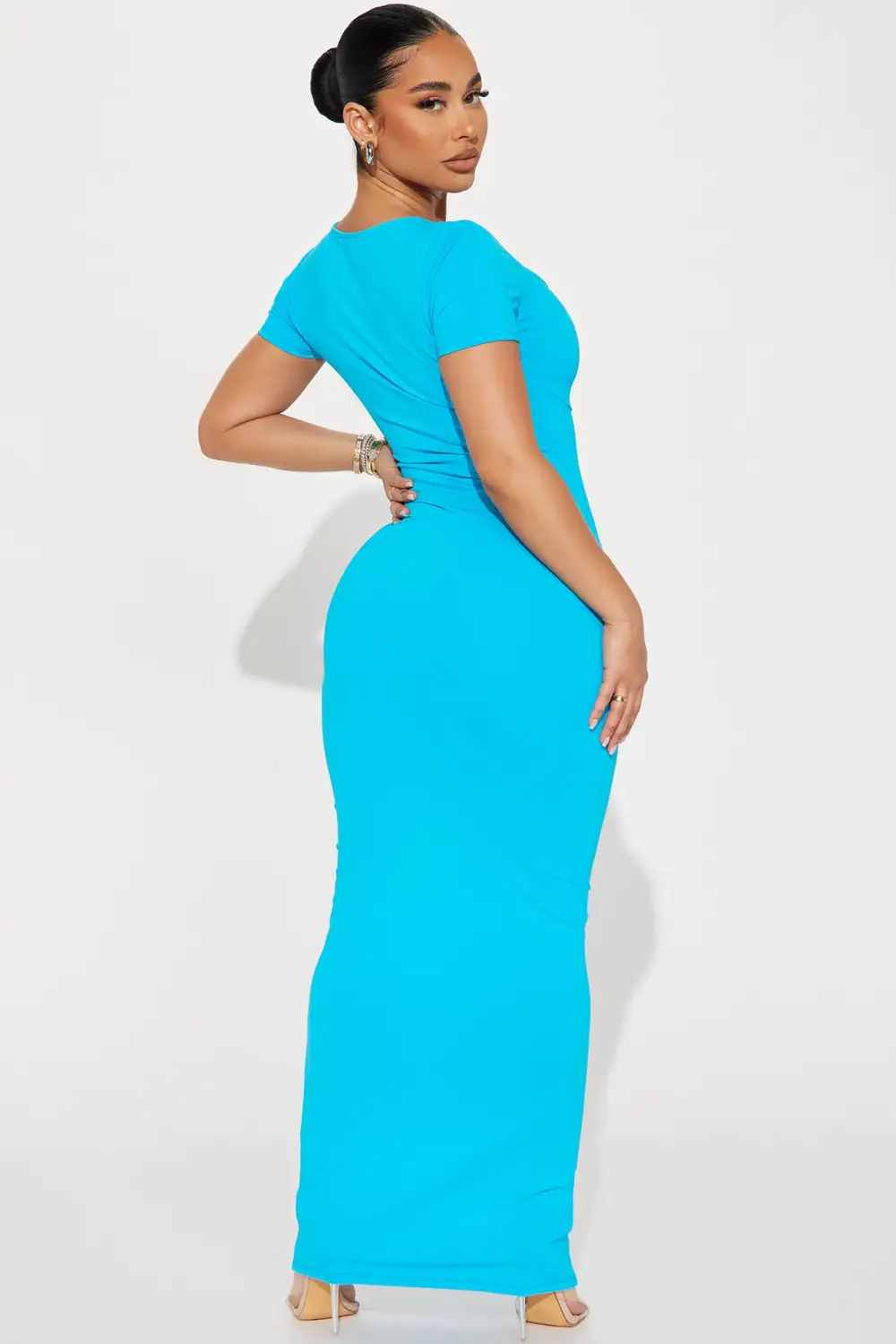 Noelle Short Sleeve Maxi Dress - Turquoise